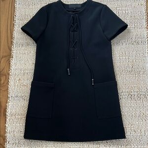 Elegant Black Lace-Up Dress